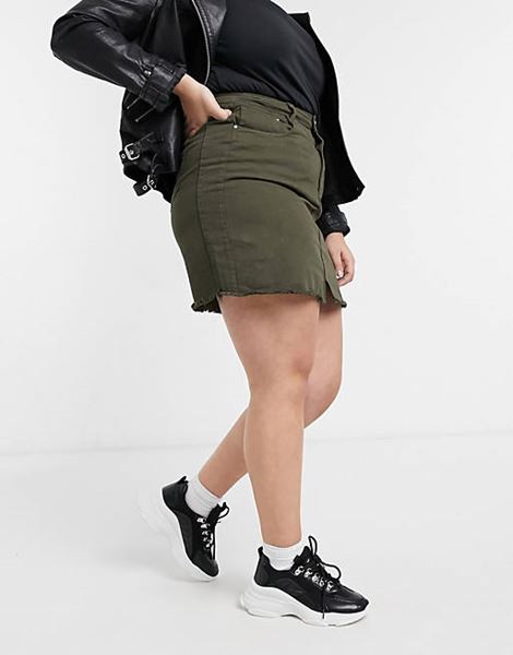 Picture of KHAKI DENIM MINI SKIRT